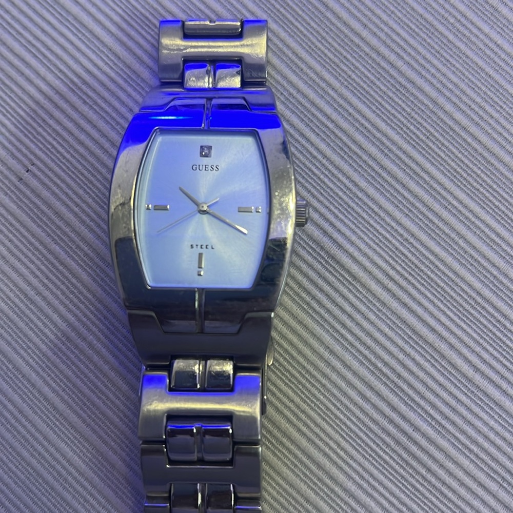 Silver light blue face guess watch - Picture 3 of 3